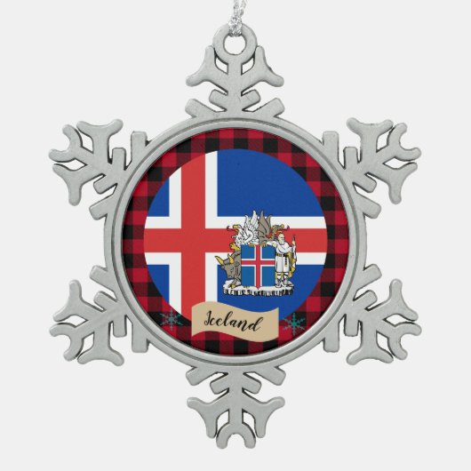 Patriottisch IJsland, buffelpleister, IJslandse vl Tin Sneeuwvlok Ornament (Voorkant)