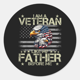 Patriottisch Ik ben een veteraan zoals mijn vader Ronde Sticker