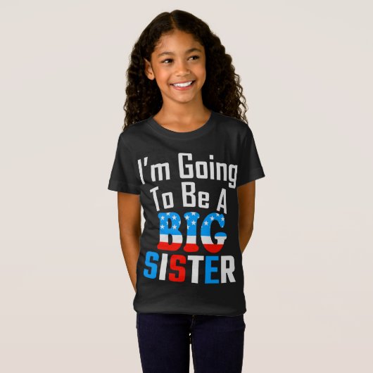Patriottisch ik ga een grote zuster worden t-shirt (Voorkant volledig)
