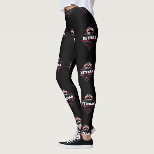 Patriottisch ik hou van mijn veteranenleger leggings (Links)