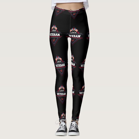 Patriottisch ik hou van mijn veteranenleger leggings (Voorkant)