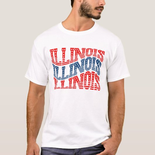 Patriottisch Illinois Rood en Blauw Boho T-shirt (Voorkant)