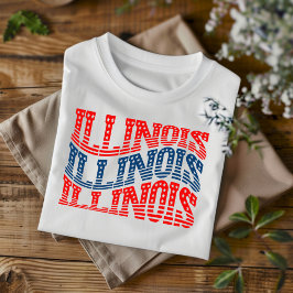 Patriottisch Illinois Rood en Blauw Boho T-shirt