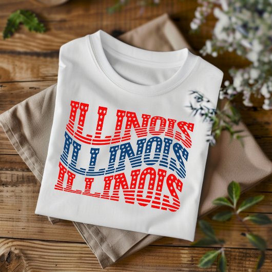Patriottisch Illinois Rood en Blauw Boho T-shirt