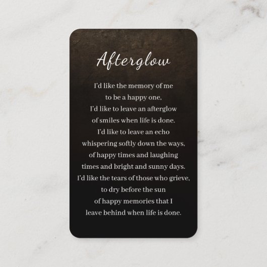 Patriottisch in liefdevolle herinnering begrafenis visitekaartje (Achterkant)