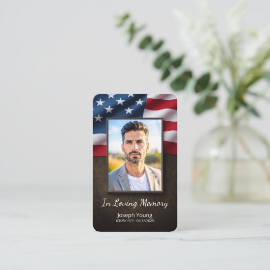 Patriottisch in liefdevolle herinnering begrafenis visitekaartje (Staand voorkant)
