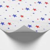 Patriottisch inpakpapier met sterren rood wit blau (Hoek)