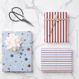 Patriottisch inpakpapier plat vel set van 3