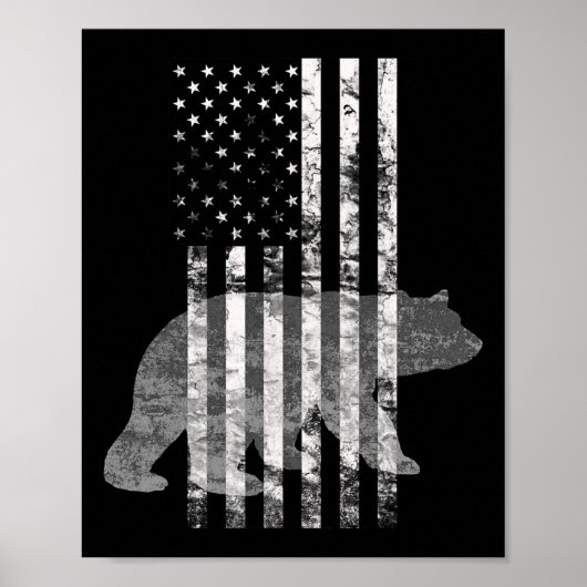 Patriottisch Jagen Beer Amerikaanse Vlag Jagers Poster (Voorkant)