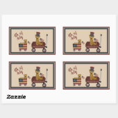 Patriottisch juli 4e Teddy Bears op Parade Rechthoekige Sticker (Vel)