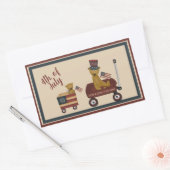 Patriottisch juli 4e Teddy Bears op Parade Rechthoekige Sticker (Envelop)