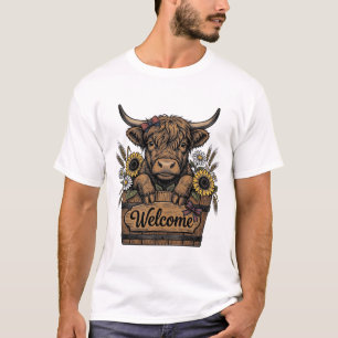 Patriottisch Kalf Welkom Vintage Boerderij Bloemst T-shirt