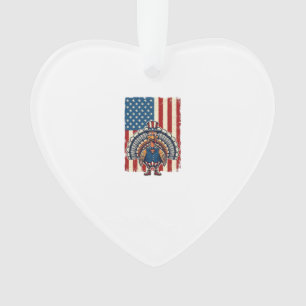 Patriottisch kalkoenenvlag vintage graveer shirt D Ornament