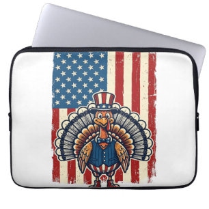 Patriottisch kalkoenenvlag vintage graveershirt De Laptop Sleeve