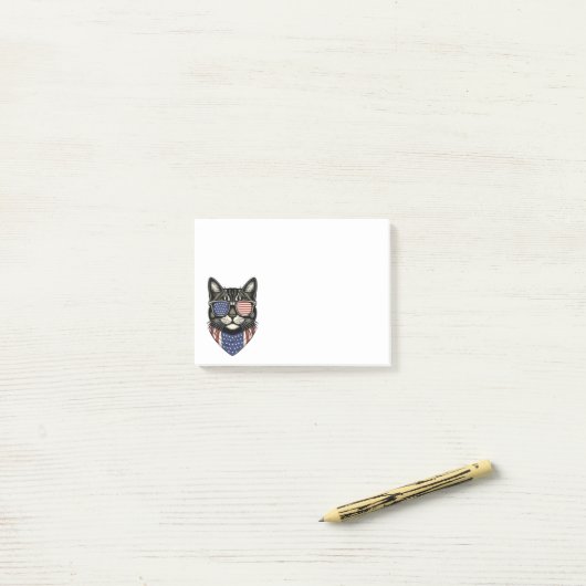 Patriottisch Kat Crazy Cat Lady Amerikaanse vlag Post-it® Notes (Op bureau)