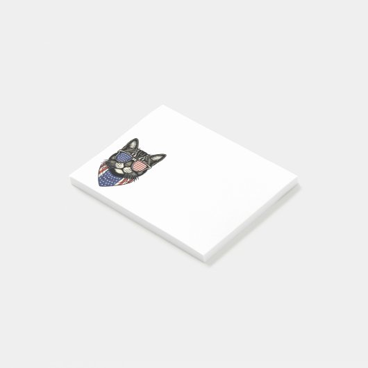 Patriottisch Kat Crazy Cat Lady Amerikaanse vlag Post-it® Notes (Schuin)