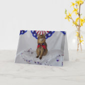 Patriottisch Kat voor Vierde van Juli Kaart (Gele Bloem)