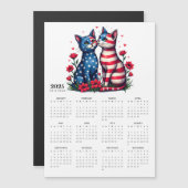 Patriottisch kattenpaar in liefde 2025 magneetkale (Voorkant / Achterkant)