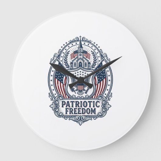 Patriottisch Kerk Kamp Vector Grafische T-shirt Grote Klok (Voorkant)