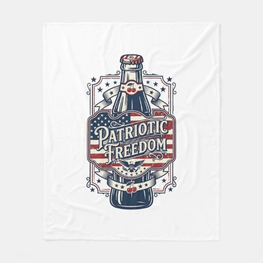 Patriottisch Kersenfris Retro Vector Grafisch T-sh Fleece Deken (Voorkant)