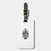 Patriottisch kersenfrisdrank retro vector grafisch bagagelabel (Voorkant verticaal)