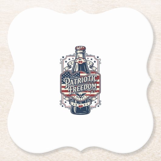 Patriottisch Kersenfrisdrank Retro Vector Grafisch Kartonnen Onderzetters (Voorkant)