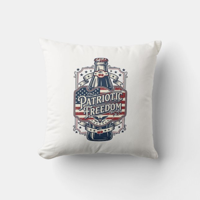 Patriottisch Kersenfrisdrank Retro Vector Grafisch Kussen (Voorkant)