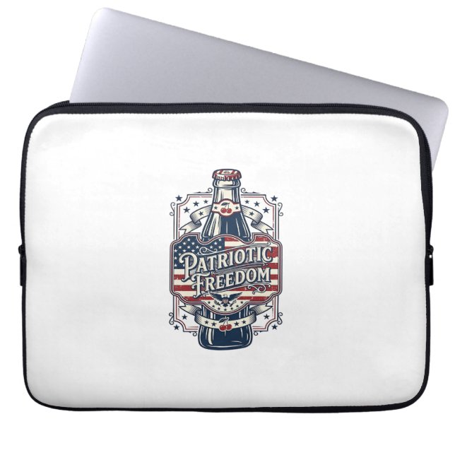 Patriottisch kersenfrisdrank retro vector grafisch laptop sleeve (Voorkant)
