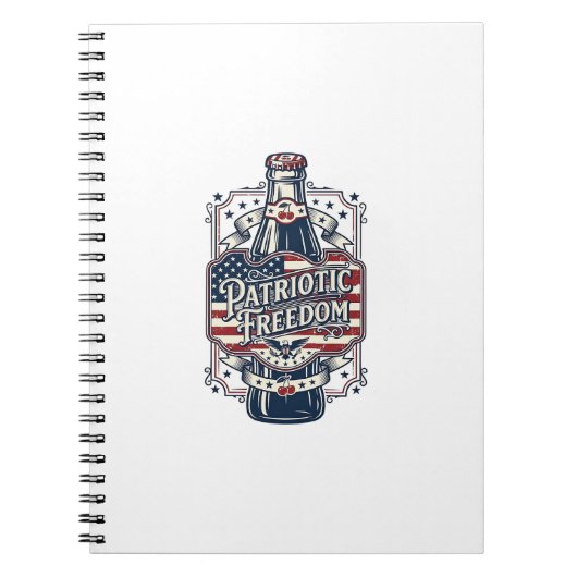 Patriottisch kersenfrisdrank retro vector grafisch notitieboek (Voorkant)
