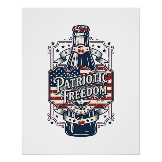 Patriottisch kersenfrisdrank retro vector grafisch perfect poster (Voorkant)
