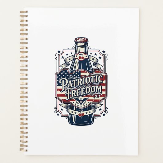 Patriottisch kersenfrisdrank retro vector grafisch planner (Voorkant)
