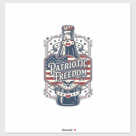 Patriottisch kersenfrisdrank retro vector grafisch sticker (Vel)