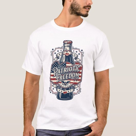 Patriottisch kersenfrisdrank retro vector grafisch t-shirt (Voorkant)