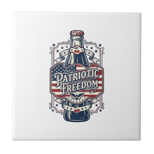 Patriottisch kersenfrisdrank retro vector grafisch tegeltje (Voorkant)
