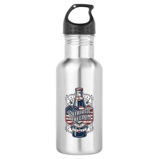 Patriottisch kersenfrisdrank retro vector grafisch waterfles  (Voorkant)