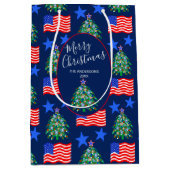 Patriottisch kerstboompatroon op maat medium cadeauzakje (Voorkant)