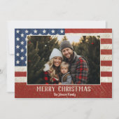 Patriottisch kerstfeest 1 foto Amerikaanse vlag Feestdagenkaart (Voorkant)