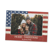 Patriottisch kerstfeest 1 foto Amerikaanse vlag Feestdagenkaart