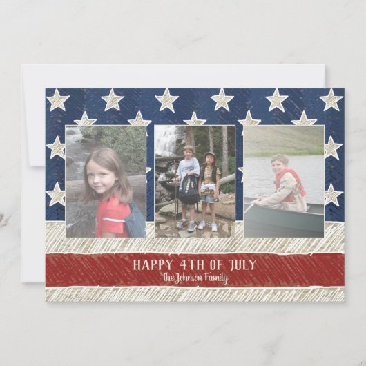 Patriottisch kerstfeest 3 foto Amerikaanse vlag Ve Feestdagenkaart (Voorkant)