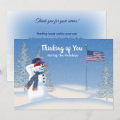 Patriottisch kerstfeest Snowman Saluting, Kaart (Voorkant / Achterkant)