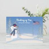 Patriottisch kerstfeest Snowman Saluting, Kaart (Staand voorkant)