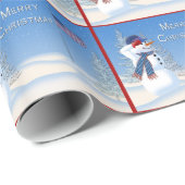 Patriottisch kerstinpakpapier - Snowman Salute Cadeaupapier (Rol Hoek)