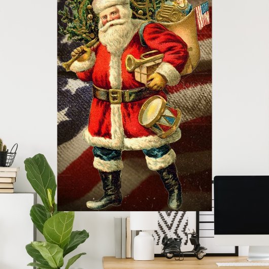 Patriottisch kerstman/ kunstPoster Poster (Thuiskantoor)