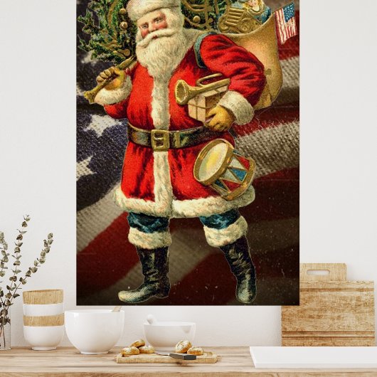 Patriottisch kerstman/ kunstPoster Poster (Keuken)