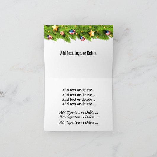 Patriottisch kerstmis American Eagle Note Card Bedankkaart (Binnen)