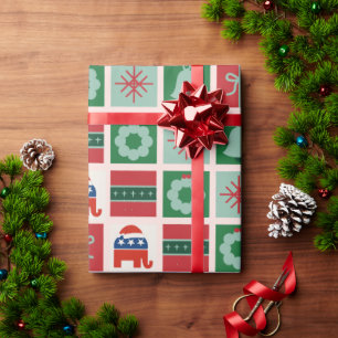 Patriottisch Kerstmis Amerikaans Tussentijdse Verk Cadeaupapier