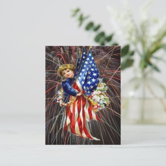  patriottisch kind en modern vuurwerk, ZSSG Briefkaart (Staand voorkant)