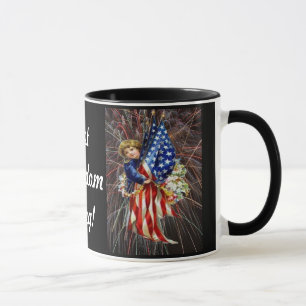  patriottisch kind en vuurwerk mok