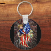 patriottisch kind en vuurwerk sleutelhanger (Voorkant)