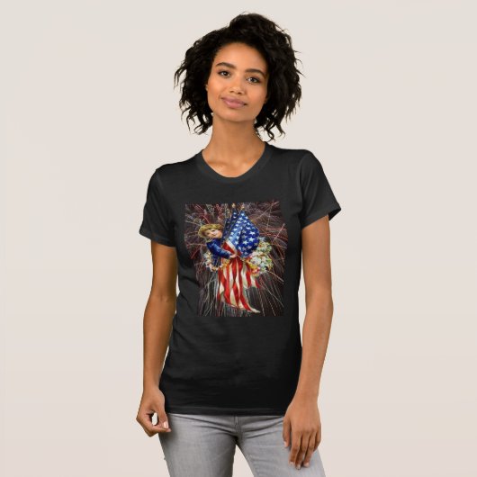 patriottisch kind en vuurwerk t-shirt (Voorkant volledig)